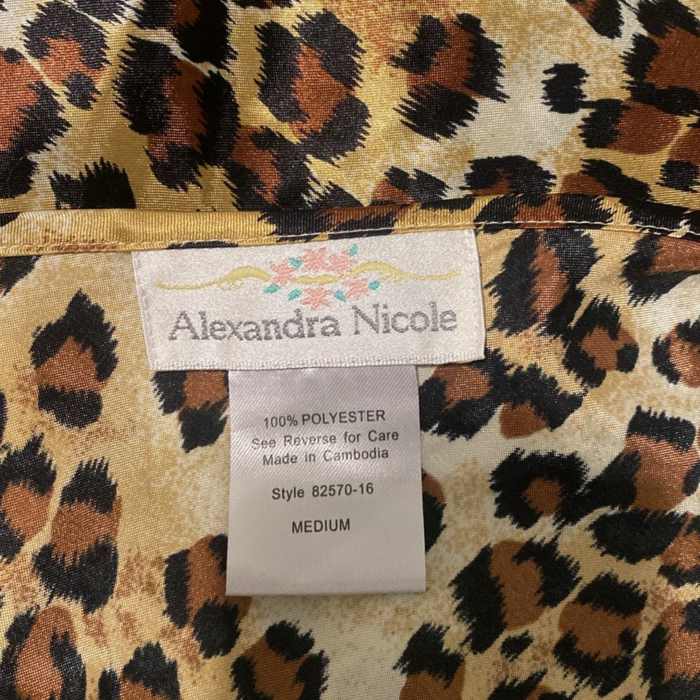Alexandra Nicole Vintage Leopard Print Satin Slip Dress Teddy Lingerie - Picture 4 of 5